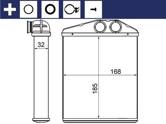 MAHLE Εναλλάκτης θερμότητας, θέρμανση εσωτερικού χώρου AH 13 000S Θέρμανση / εξαερισμός Vectra C Z02: Εναλλάκτης θερμότητας, θέρμανση εσωτερικού χώρου MAHLE AH 13 000S