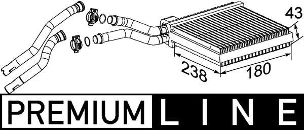 MAHLE Fűtőradiátor AH 200 000P MAHLE AH 200 000P Fűtés / szellőzés VOLVO C70 2 Cabriolet 2008