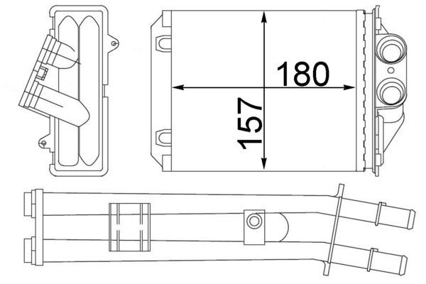 Výmenník tepla vnútorného kúrenia MAHLE AH 213 000S MAHLE AH 213 000S Radiátor kúrenia FIAT PANDA 2010