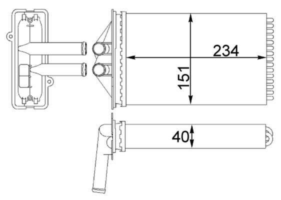 MAHLE Scambiatore calore per riscaldamento abitacolo AH 92 000S Scambiatore calore per riscaldamento abitacolo MAHLE AH 92 000S Sistema di riscaldamento Porsche 911 993
