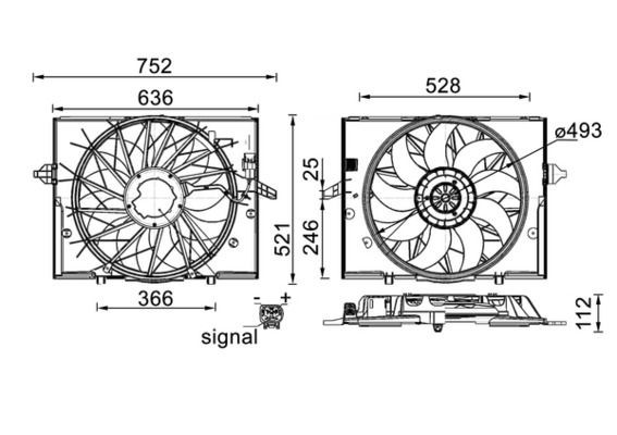 MAHLE Radiatora ventilators CFF 336 000S Radiatora ventilators MAHLE Mercedes-Benz 124 sērija CFF 336 000S