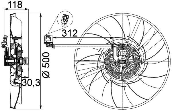 Ventilátor chladenia motora MAHLE CFF 468 000P MAHLE CFF 468 000P: Ventilátor chladenia Land Rover RANGE ROVER 2014