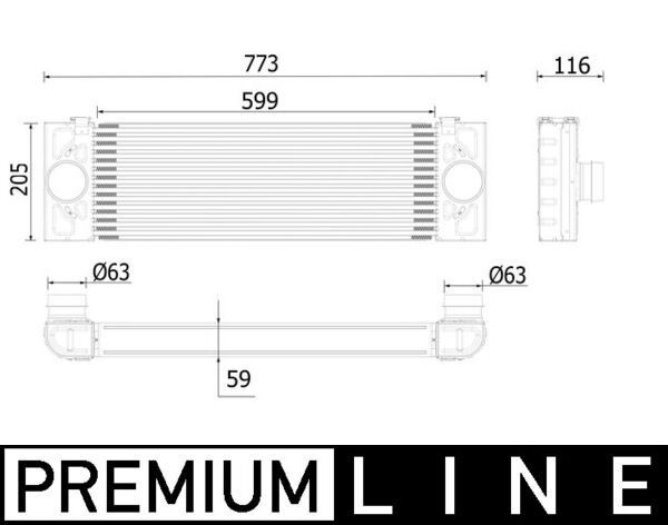 Intercooler MAHLE CI 543 000P MAHLE CI 543 000P: Ladeluftkjøler Ford TRANSIT 2009