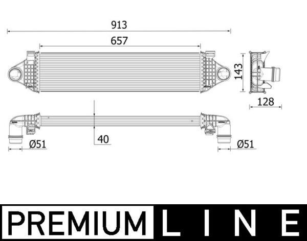 Intercooler MAHLE CI 551 000P MAHLE CI 551 000P: Intercooler Volvo V40 Hatchback 2019