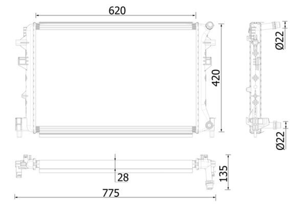 MAHLE Lage temperatuurkoeler, intercooler CIR 38 000P MAHLE CIR 38 000P Radiator intercooler Audi 90 B3 goedkoop