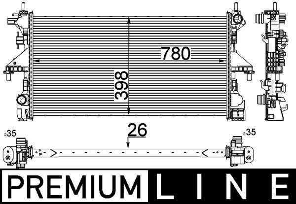 MAHLE Køler, motorkøling CR 808 000P MAHLE CR808000P Fiat Ducato 3 Bus Radiator pris