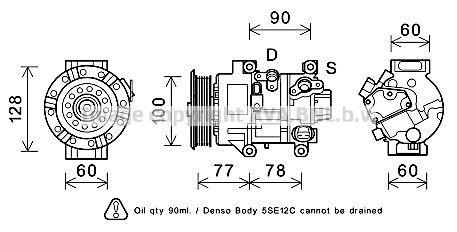 PRASCO Compressore aria condizionata TOAK584 TOAK584 costo Compressore aria condizionata TOYOTA VERSO PRASCO
