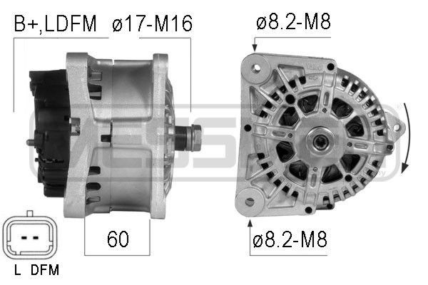 MESSMER Alternador 210280A Motor de arranque alternador MESSMER Dacia LODGY 210280A