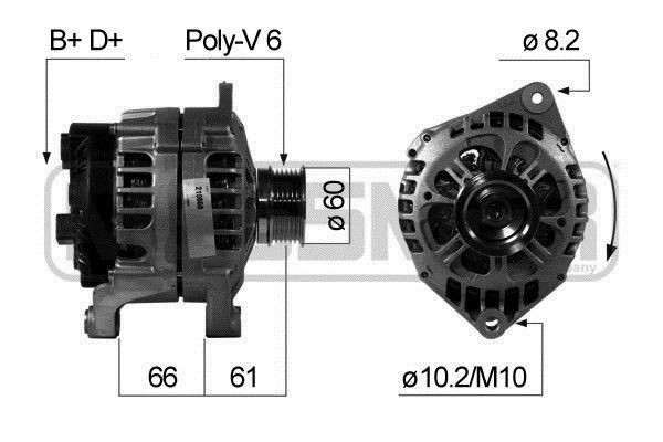 MESSMER Alternador 210668A MESSMER Motor de arranque alternador PEUGEOT 210668A