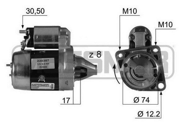 MESSMER Starter 220387A 220387A Starter MESSMER KIA SPORTAGE