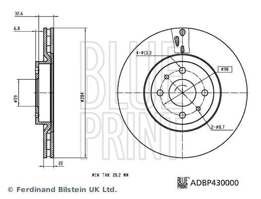 BLUE PRINT Brzdový kotouč ADBP430000 BLUE PRINT Športové brzdové kotúče LANCIA ADBP430000