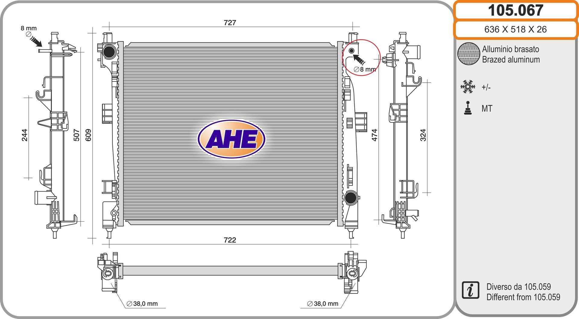 Radiateur AHE 105.067 AHE 105.067 Radiateur JEEP GRAND CHEROKEE 2011