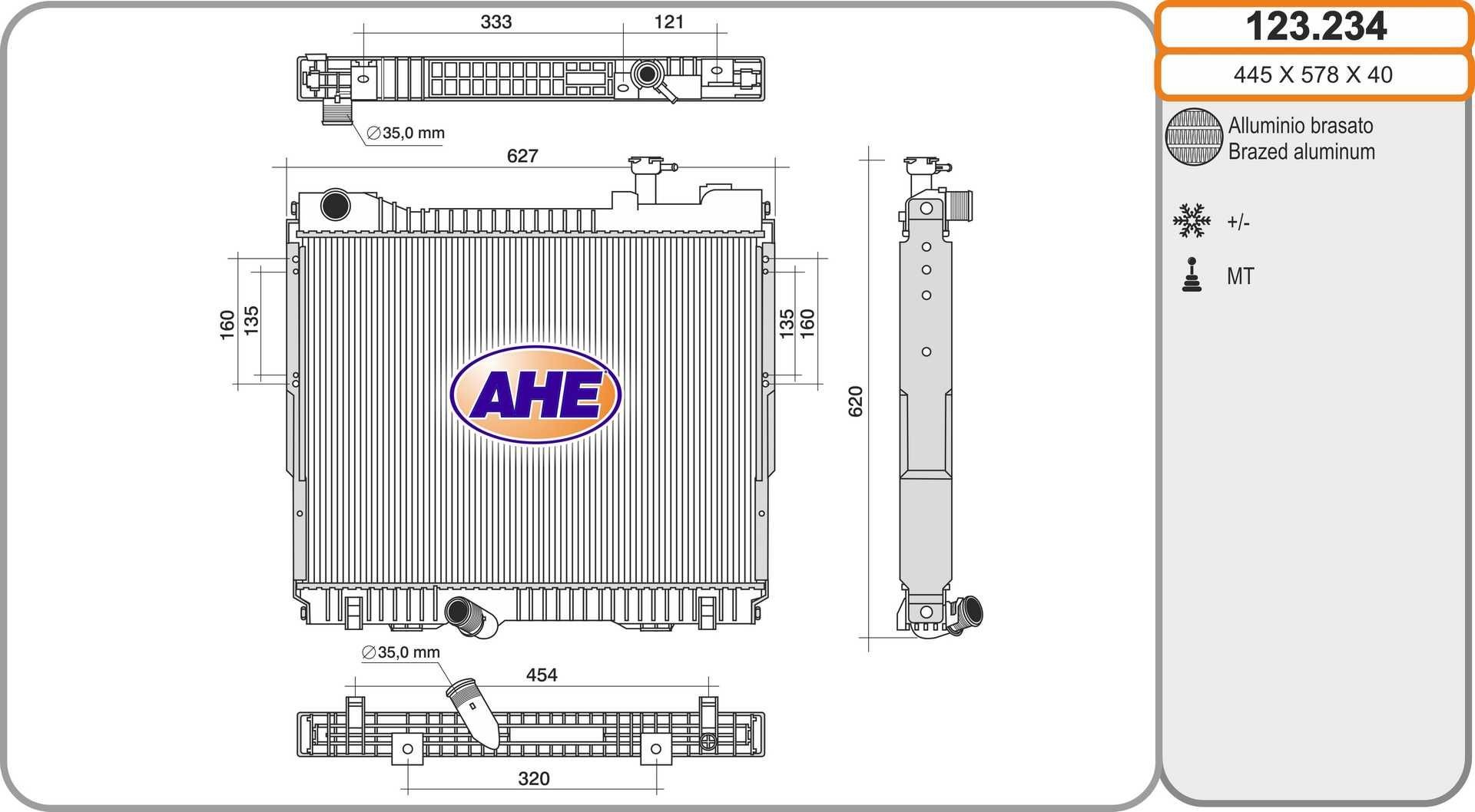 AHE Radiateur du moteur 123.234 Nissan PICK UP Radiateur moteur AHE 123.234