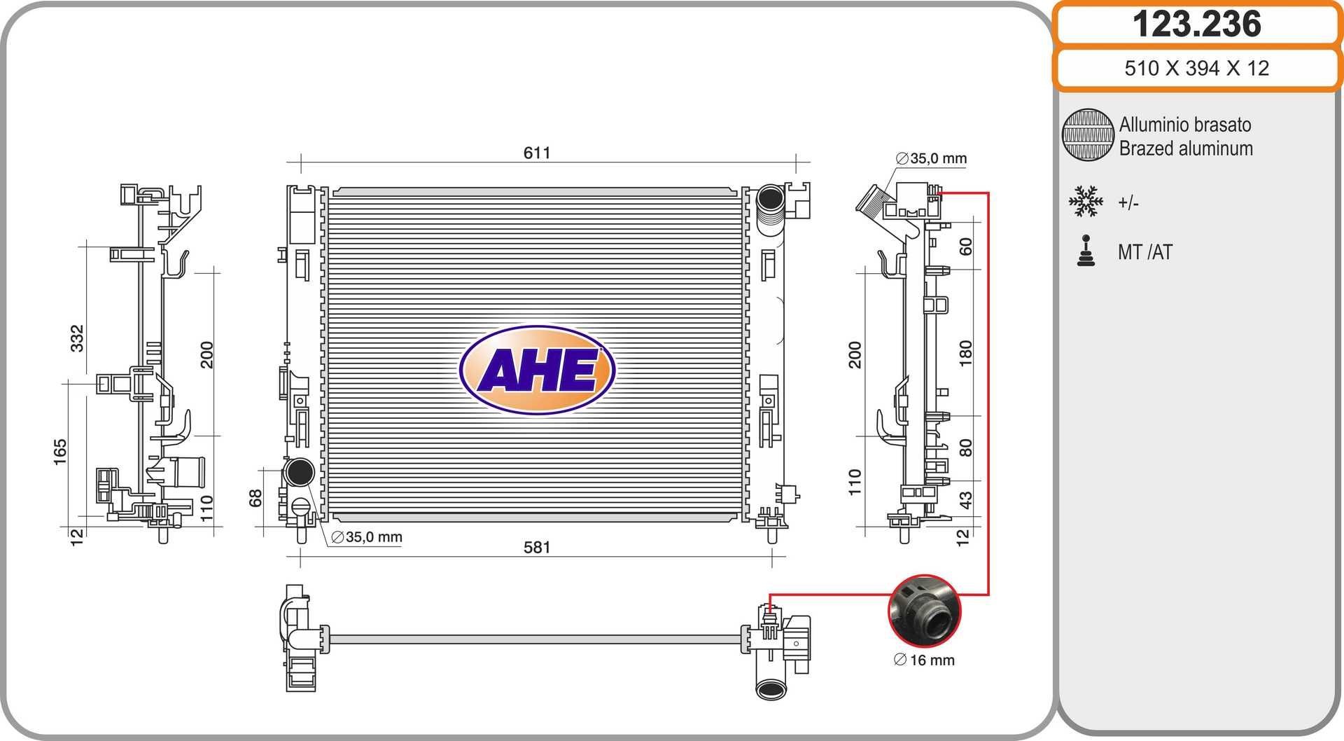 AHE Radiateur 123.236 Koelmodule AHE MEGANE 123.236 goedkoop