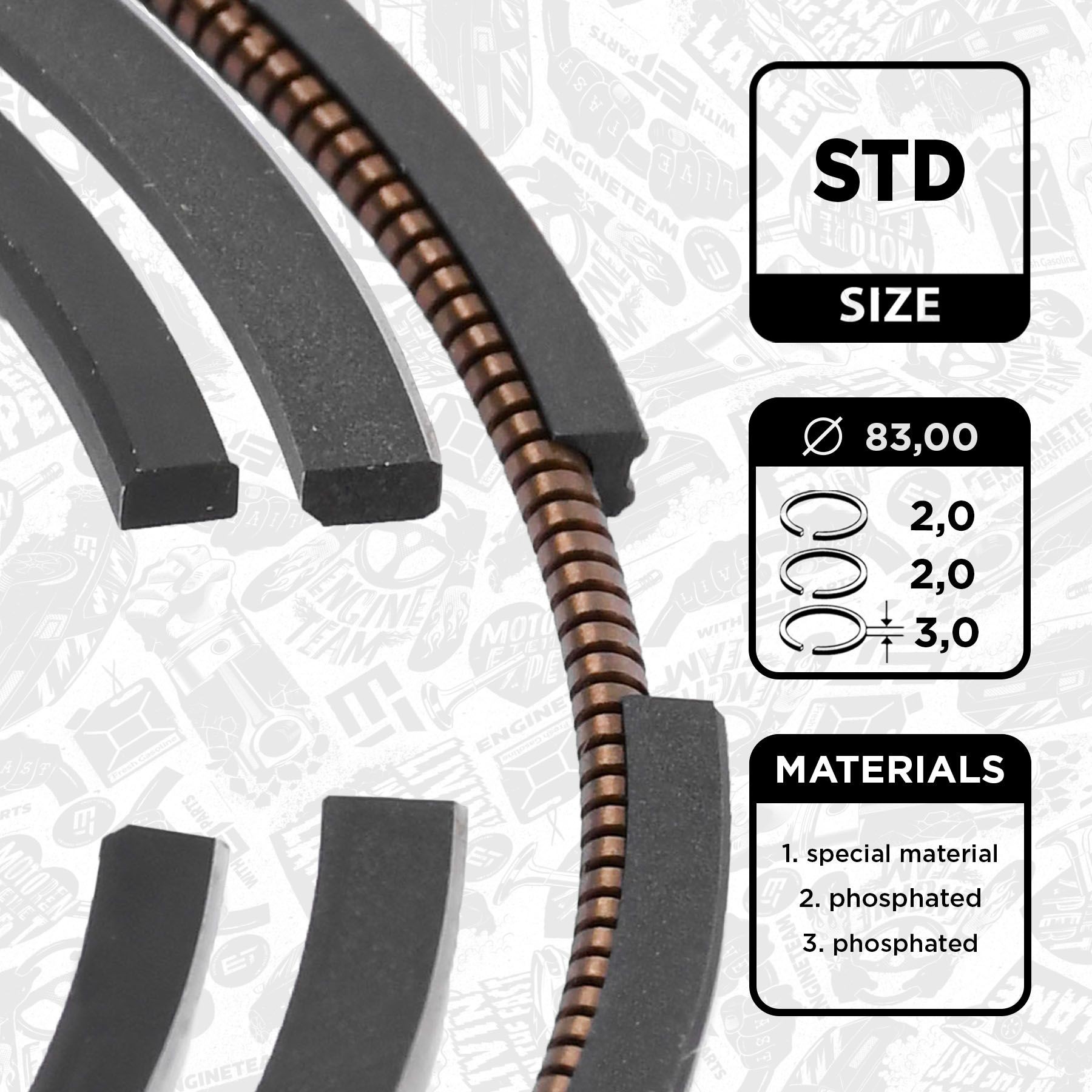 ET ENGINETEAM Kolvirõngakomplekt R1012500 R1012500 Kolvirõngad ET ENGINETEAM VOLKSWAGEN VENTO