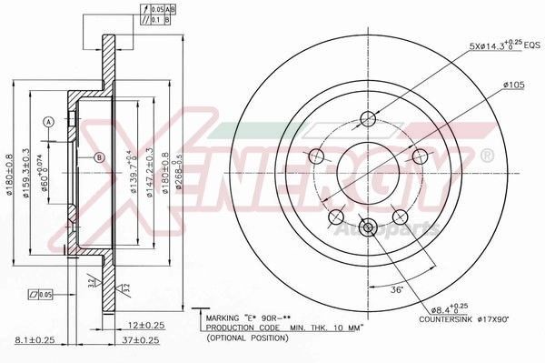 AP XENERGY Bromsskiva X601387 X601387 AP XENERGY Bromsskivor sport Opel