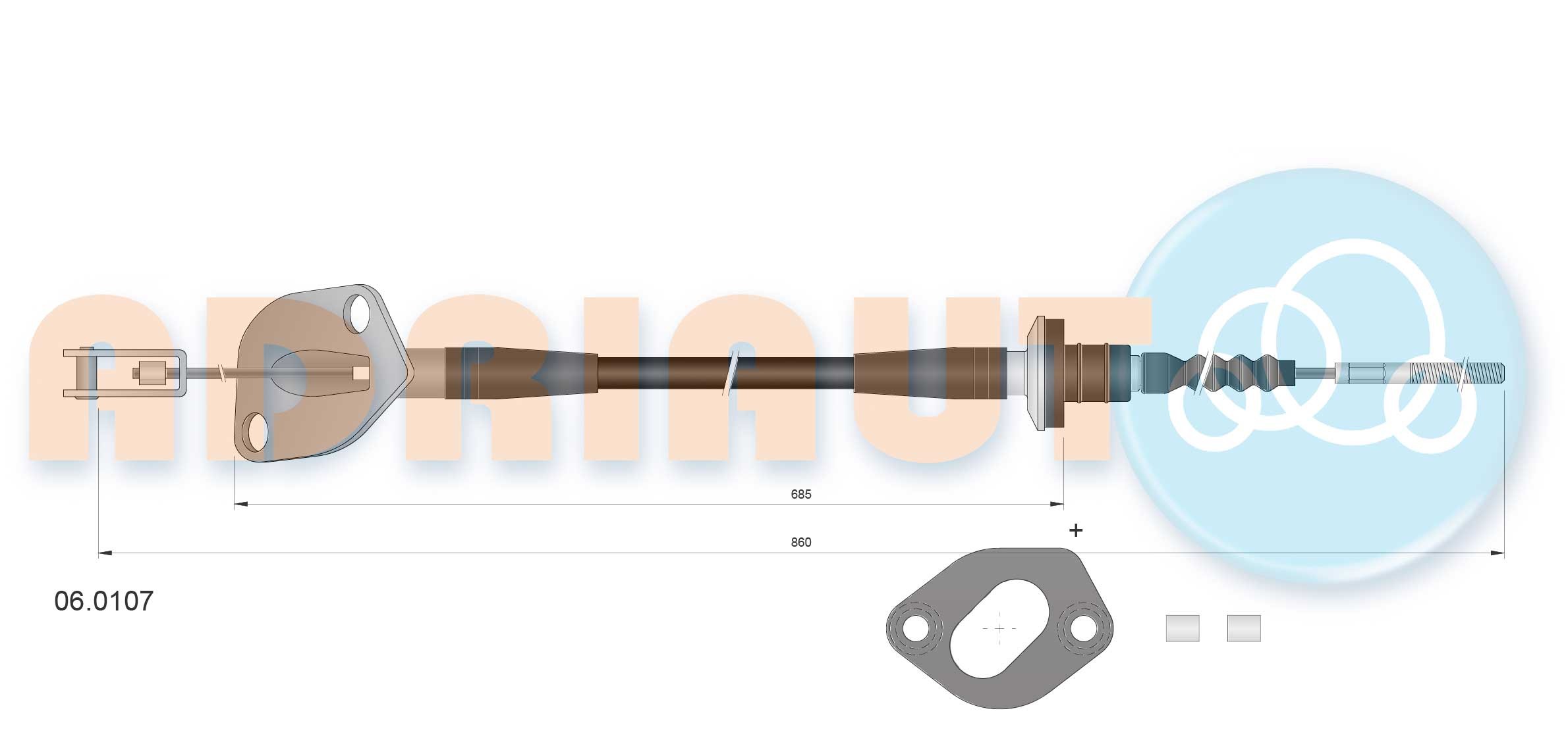 ADRIAUTO Koppelingskabel 06.0107 ADRIAUTO 06.0107 Koppelingskabel Chevrolet Aveo T250 originele prijs