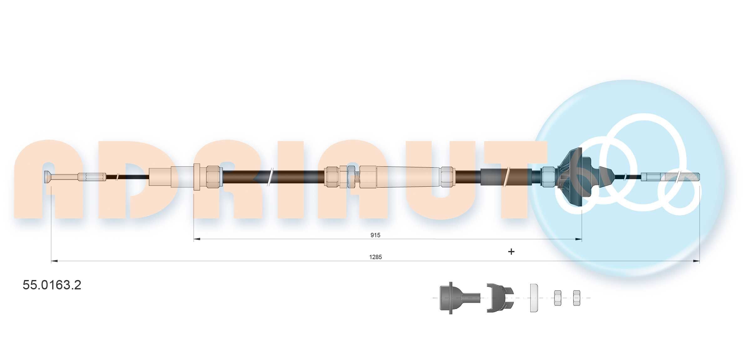 ADRIAUTO Lanko ovládania spojky 55.0163.2 Spojkové lanko ADRIAUTO Hyundai i10 55.0163.2