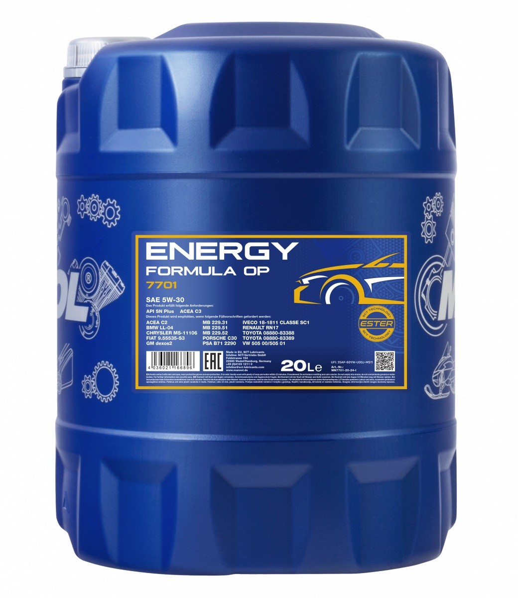 MANNOL Motorolja MN7701-20 MANNOL Energy Formula OP MN7701-20 reservdelar Kia Stinger CK