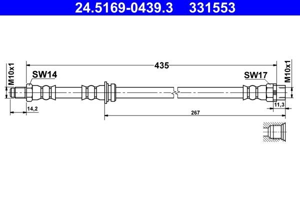 Brake hose ATE 24.5169-0439.3 ATE 24.5169-0439.3 2007 BMW X5 brake hose replacement