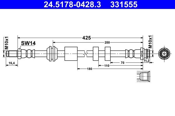 ATE Brake hose 24.5178-0428.3 24.5178-0428.3 ATE VOLVO flexible brake pipe
