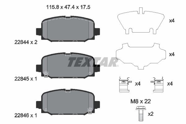 TEXTAR Kit pastiglie freni 2284401 2284401 Pastiglie freno sportive TEXTAR JEEP CHEROKEE costo