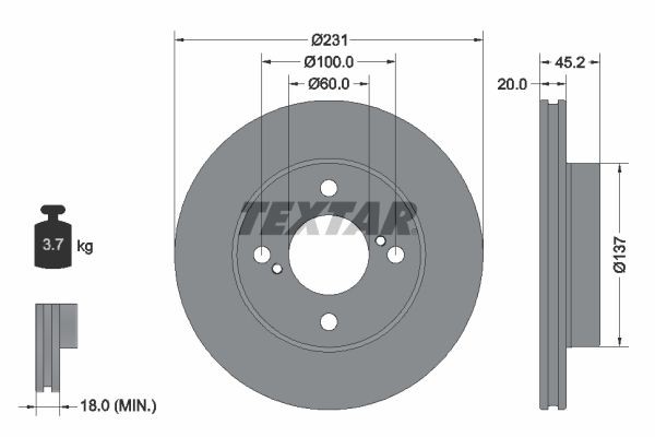 TEXTAR Δισκόπλακα 92309403 TEXTAR 92309403 γνήσια Αγωνιστικές δισκόπλακες Suzuki Ignis 3 κόστος