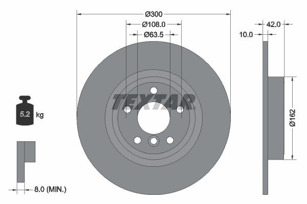 TEXTAR Remschijf 92309505 92309505 Schijfremmen JAGUAR XE TEXTAR