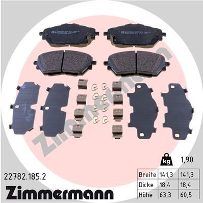 ZIMMERMANN Piduriklotsid 22782.185.2 ZIMMERMANN 22782.185.2 Pidurikattekomplekt, ketaspidur Corolla XII Kombi (E210) hind