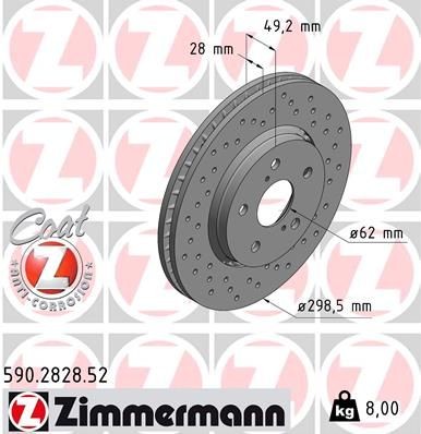 ZIMMERMANN Jarrulevy 590.2828.52 Toyota C-HR sport-jarrulevyt ZIMMERMANN 590.2828.52