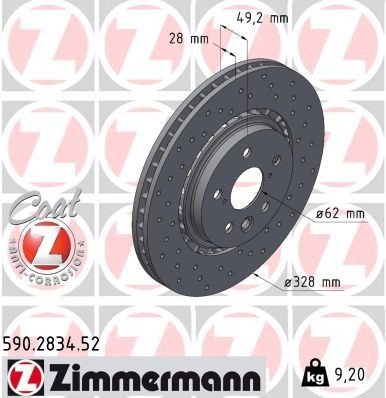 ZIMMERMANN Jarrulevy 590.2834.52 ZIMMERMANN 590.2834.52 Jarrulevy LEXUS RX IV (AL20) 300 AWD (AGL25_) 238 hv 2017
