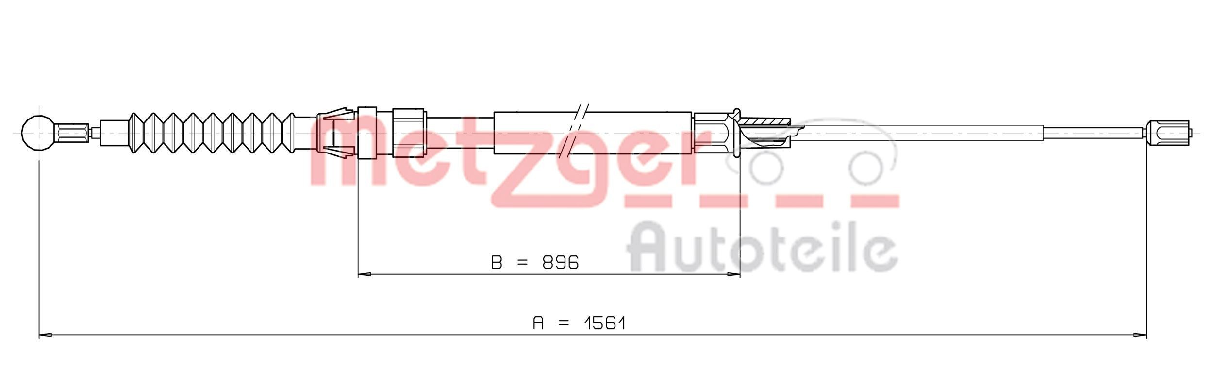 METZGER Håndbremsekabel 10.7627 Bremsekabel METZGER 9-5 10.7627 billig