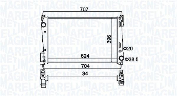 MAGNETI MARELLI Radiateur du moteur 350213151200 350213151200 Radiateur de refroidissement moteur MAGNETI MARELLI OPEL ZAFIRA