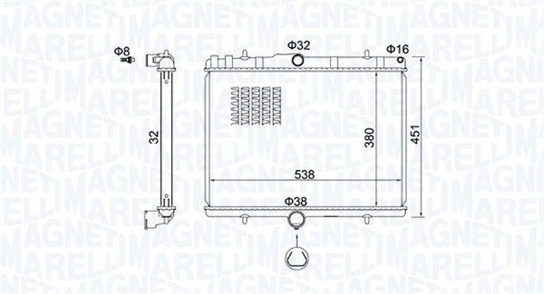 MAGNETI MARELLI Radiateur du moteur 350213151800 MAGNETI MARELLI 350213151800 Radiateur de refroidissement moteur Previa / Estima I (XR10, XR20) d'origine prix