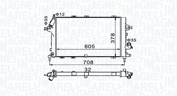 MAGNETI MARELLI Radiator, motorkjøling 350213153400 Radiator MAGNETI MARELLI CAMPO 350213153400 billige