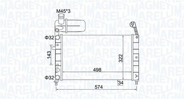 MAGNETI MARELLI Radiateur 350213154400 MAGNETI MARELLI 350213154400 Radiator Fiat Tempra 159 goedkoop