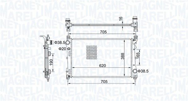 MAGNETI MARELLI Radiador, arrefecimento do motor 350213163100 MAGNETI MARELLI 350213163100 Radiador Doblo II Van / Carrinha (263) preço