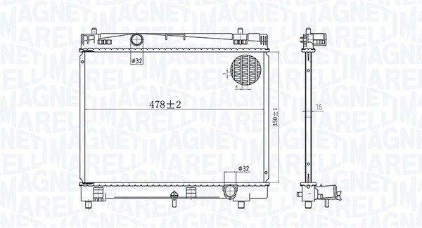 MAGNETI MARELLI Radiaator, mootorijahutus 350213167600 MAGNETI MARELLI 350213167600 originaal Jahutusradiaator Toyota Yaris xp13 hind
