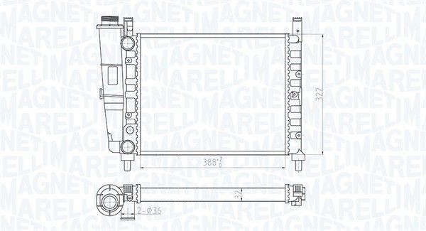 Radiateur MAGNETI MARELLI 350213180200 MAGNETI MARELLI 350213180200 Radiateur, koelvloeistof FIAT UNO 2000