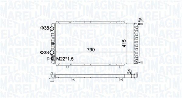 MAGNETI MARELLI Radiator, motorkjøling 350213180900 MAGNETI MARELLI 350213180900 originale Radiator 900 T/E Panorama (200_) hva koster