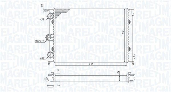 MAGNETI MARELLI Radiateur 350213187300 MAGNETI MARELLI 350213187300 Radiateur van de motor VW Passat 32B prijs