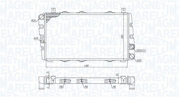 Radiaator, mootorijahutus MAGNETI MARELLI 350213189700 MAGNETI MARELLI 350213189700: Mootori jahutusradiaator Škoda FELICIA 2001
