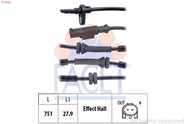FACET Devējs, Riteņu griešanās ātrums 21.0226 21.0226 FACET ABS devējs Toyota lēti