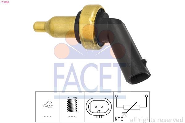 FACET Sensor, temperatura do líquido de refrigeração 7.3390 Sensor da temperatura do líquido de refrigeração FACET Volkswagen TOURAN 7.3390