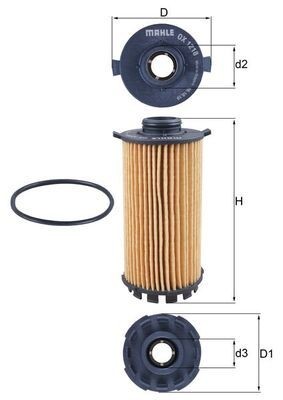 MAHLE Filtre à huile OX 1218D Porsche 944 Filtres à huile MAHLE OX 1218D