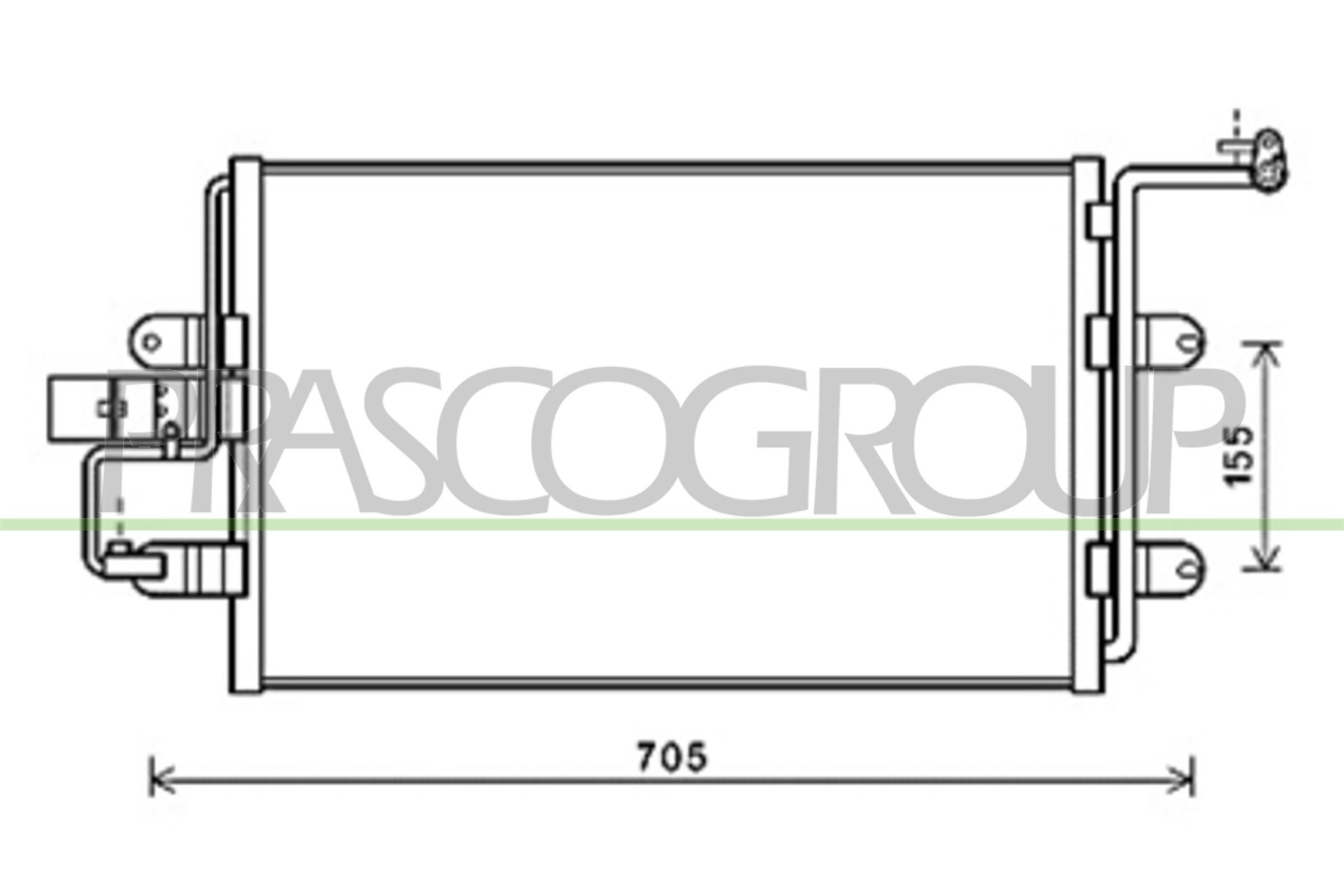 Condensador, ar condicionado PRASCO AD016C003 PRASCO AD016C003: Condensador de climatização Volkswagen BORA 1999