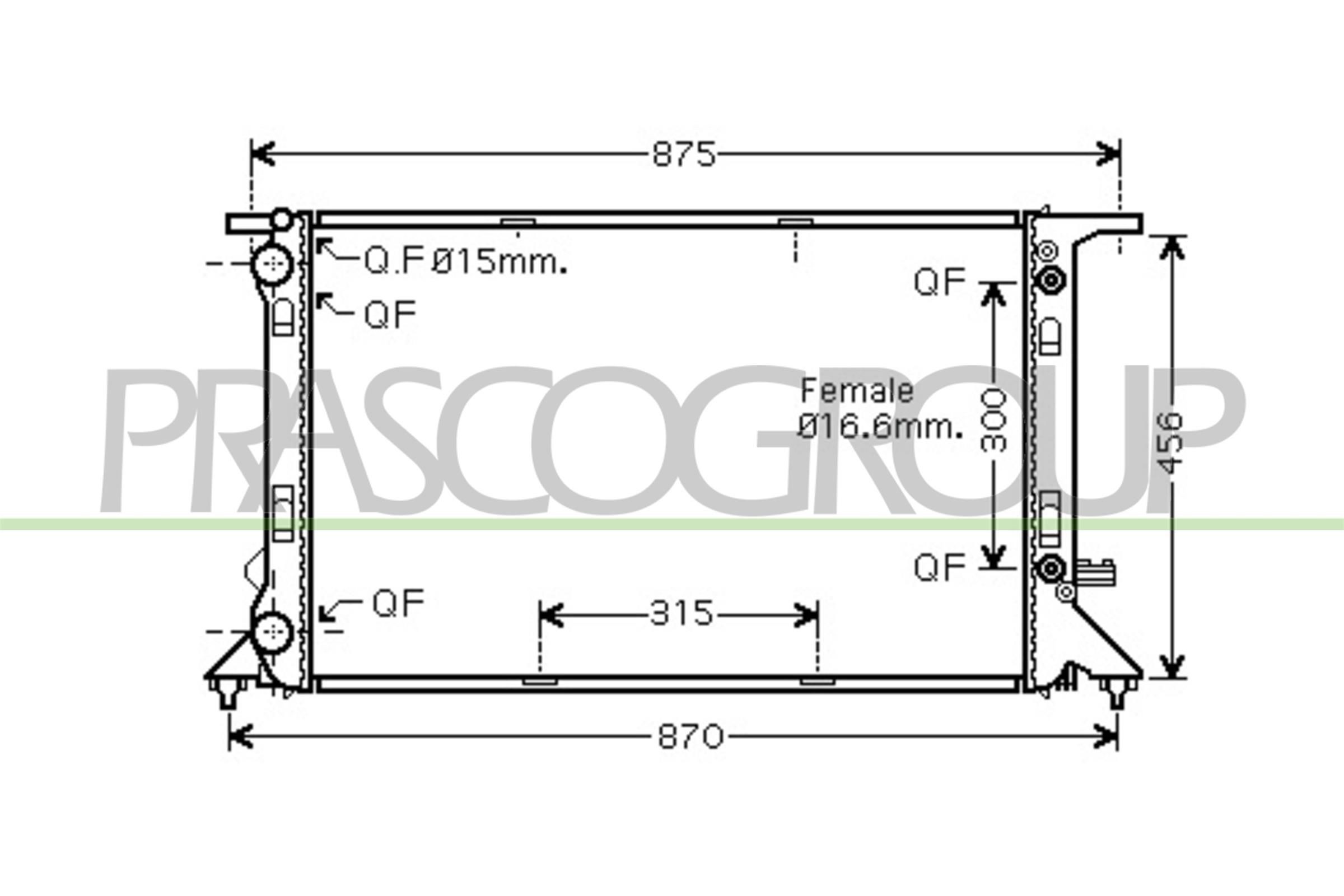 PRASCO Radiator, motorkjøling AD024R010 Radiator PRASCO Porsche 944 AD024R010