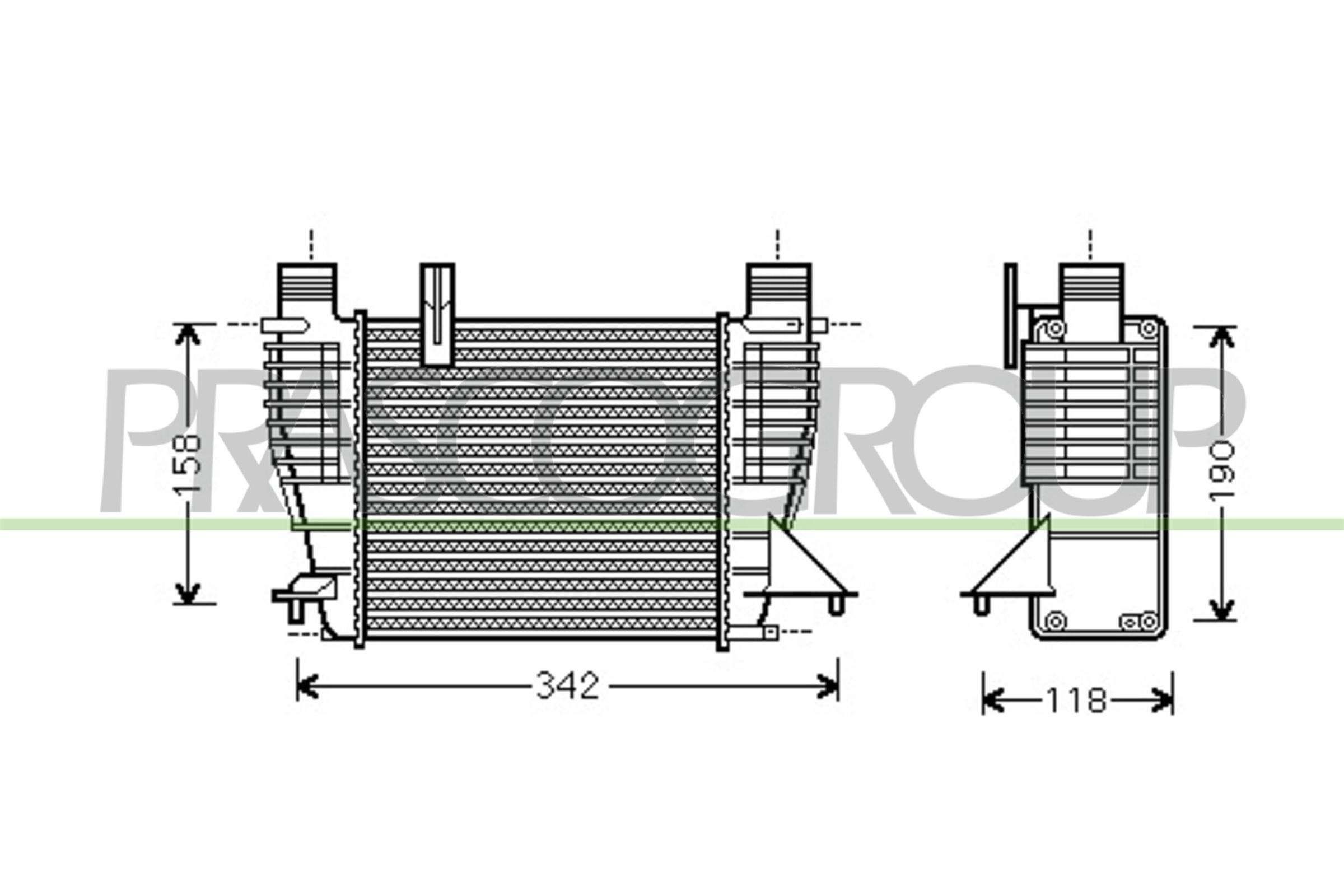 PRASCO Intercooler DS350N001 PRASCO DS350N001 Intercooler Renault Clio 3 Van prijs