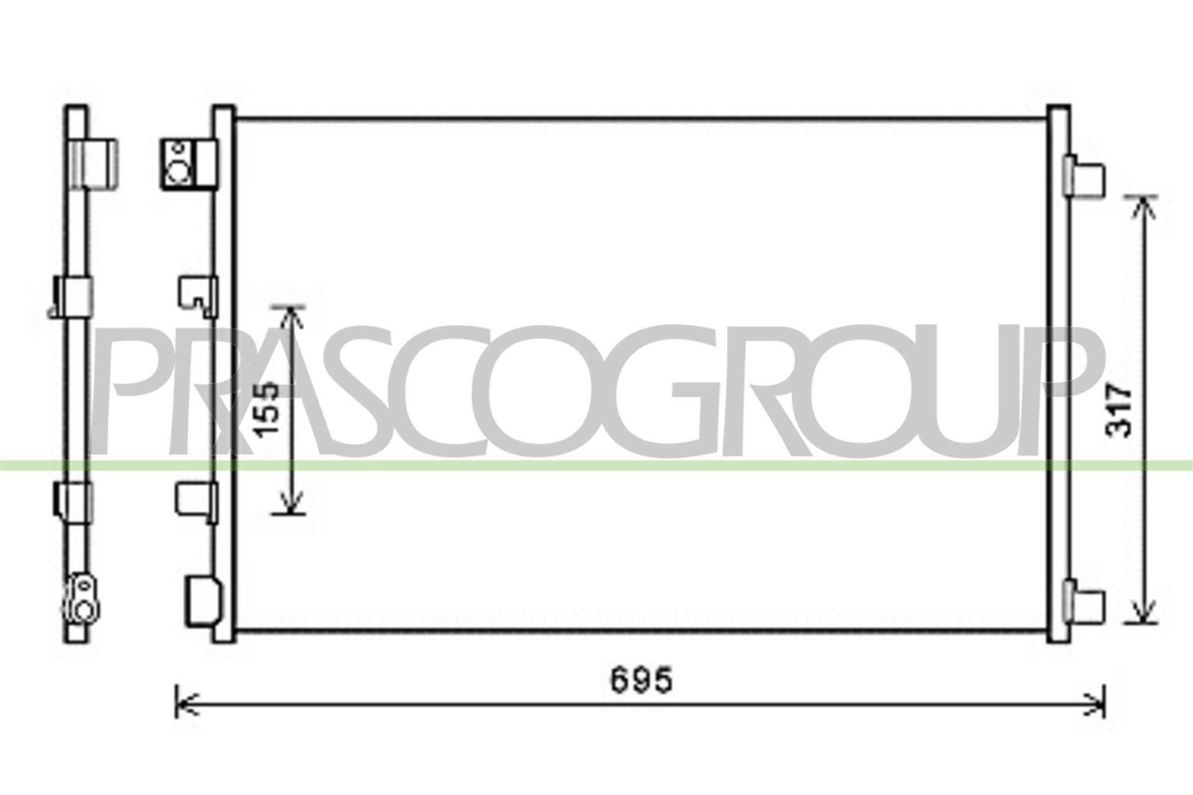 PRASCO Condensor voor airco DS710C001 Nissan ALTIMA Airco-koeler PRASCO DS710C001