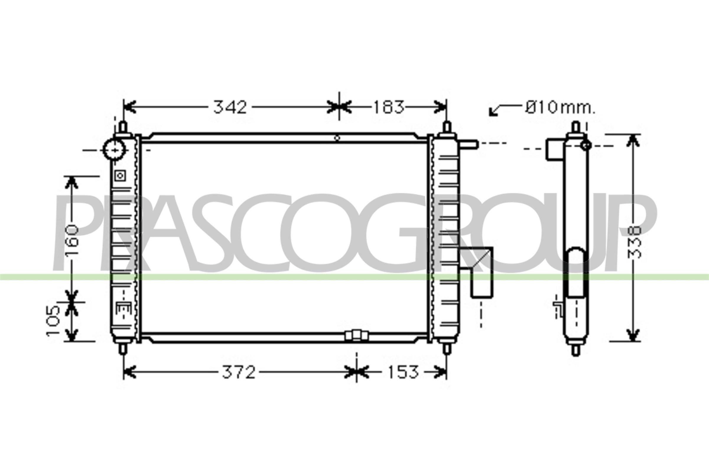 PRASCO Radiador, arrefecimento do motor DW322R003 PRASCO DW322R003 Radiador DAEWOO Matiz Van a um preço acessível